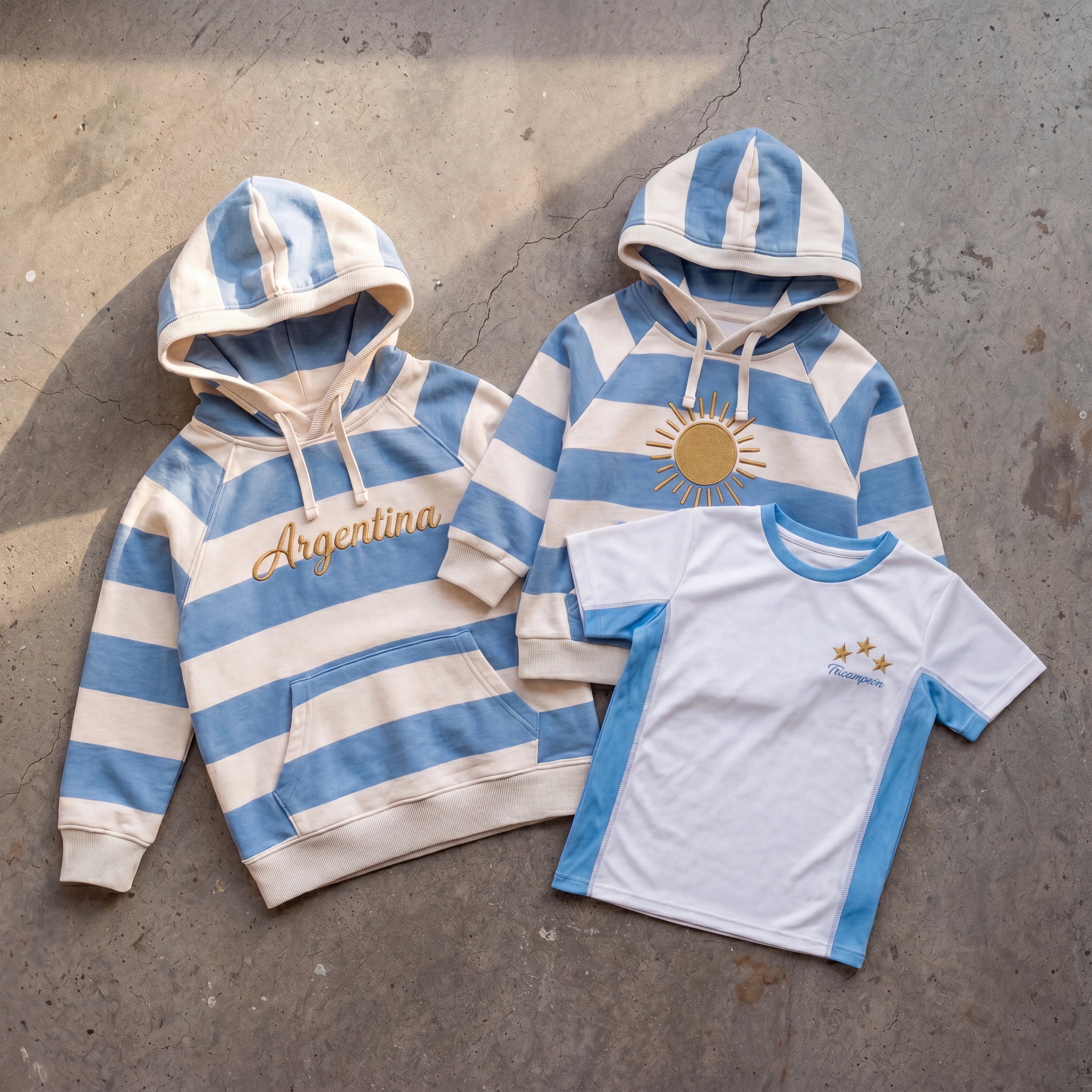 Combo Tricampeón · Buzo Rayado + Remera Deportiva
