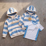 Combo Tricampeón · Buzo Rayado + Remera Deportiva